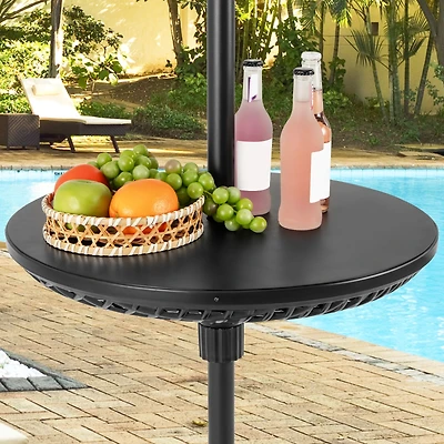 Plateau de table pour parasol de terrasse réglable, tiges de parasol - Noir