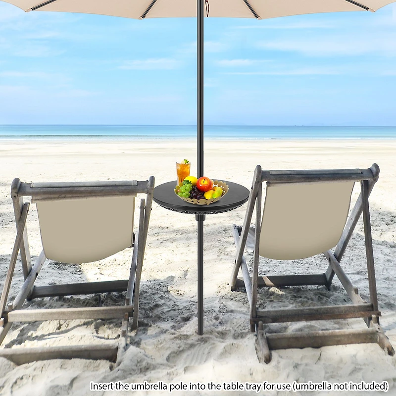 Patio Umbrella Table Tray Adjustable, Umbrella Poles - Black