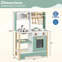 Play Kitchen Wooden Toy Playset, Chalkboard Birthday Gift for Kids Aged 3+