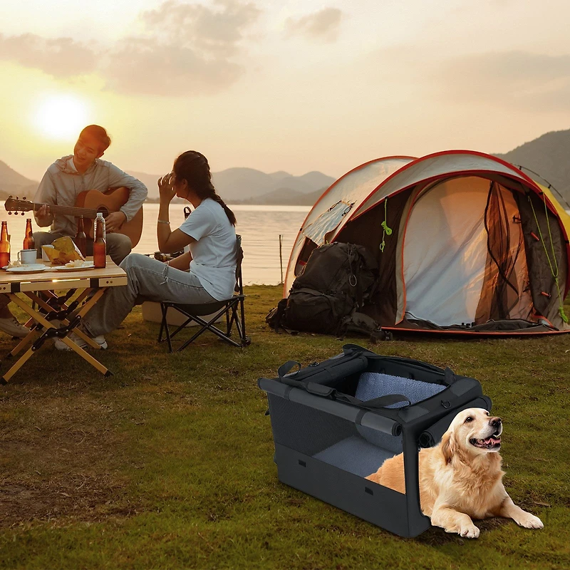 Sac de transport pour animaux pliable avec 2 ouvertures et coussin confortable