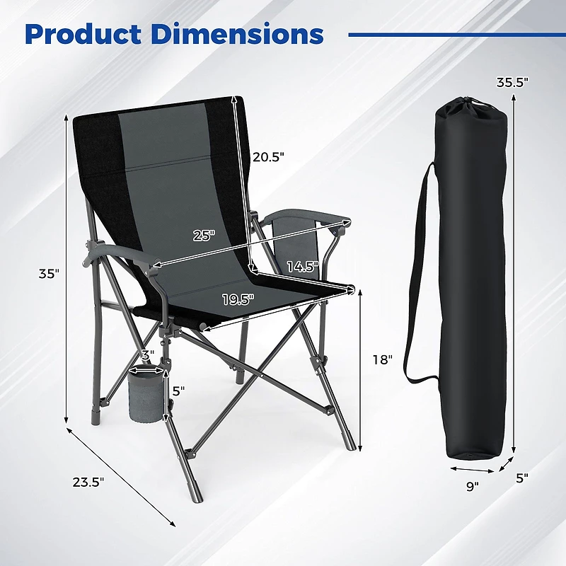 Portable Folding Oxford Cloth Camping Chair, Cup Holder and Side Pocket