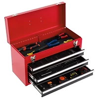 Portable Garage Mechanic Tool Cabinet Box, 3 Drawers - Black & Red