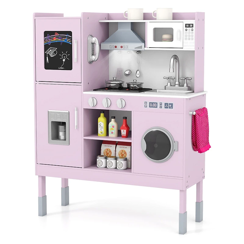 Kit de cuisine de jeu, hotte, machine à glaçons et téléphone - rose