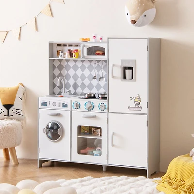 Pretend Play Kitchen for Kids Aged 3+, Real Sounds and Lights - White