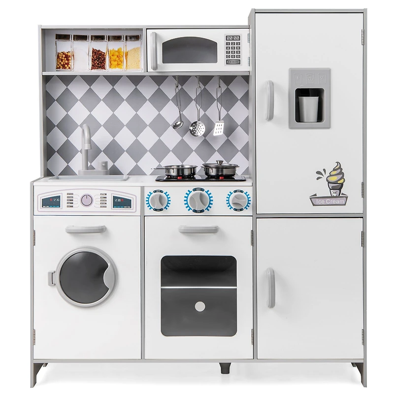 Pretend Play Kitchen for Kids Aged 3+, Real Sounds and Lights - White
