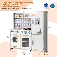 Pretend Play Kitchen for Kids Aged 3+, Real Sounds and Lights - White