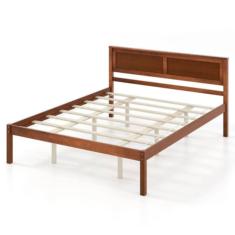 Bed Frame, Wooden Headboard and Slat Support