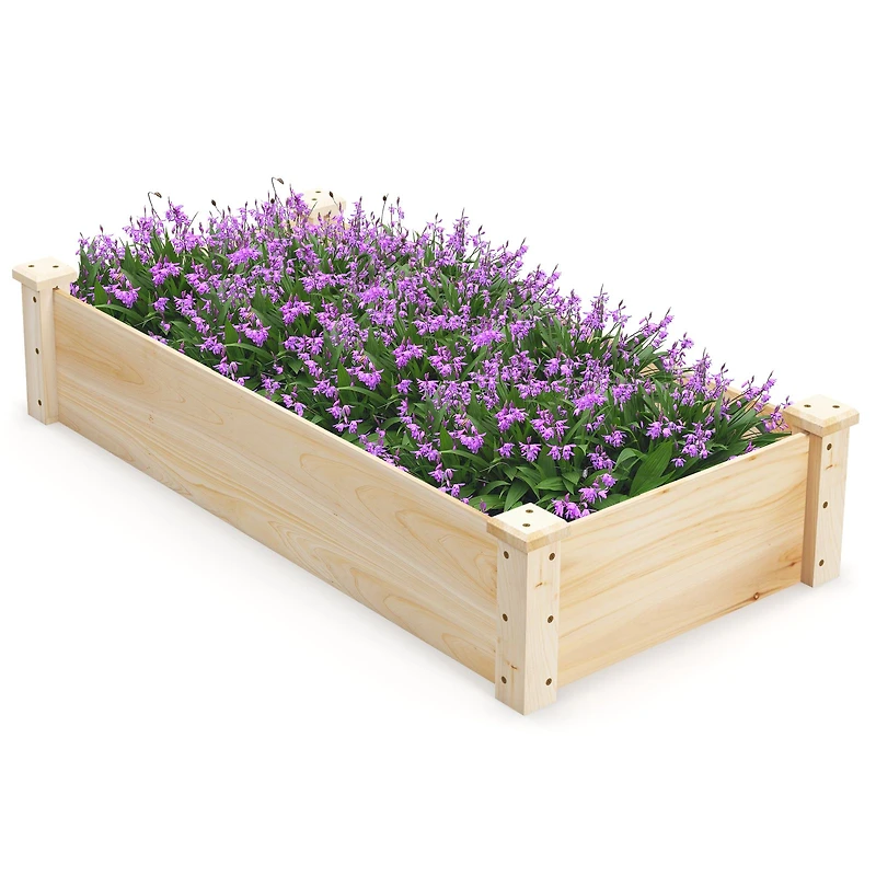 Raised Garden Bed Fir Wood Wooden Square Wood Planter Box, For Garden