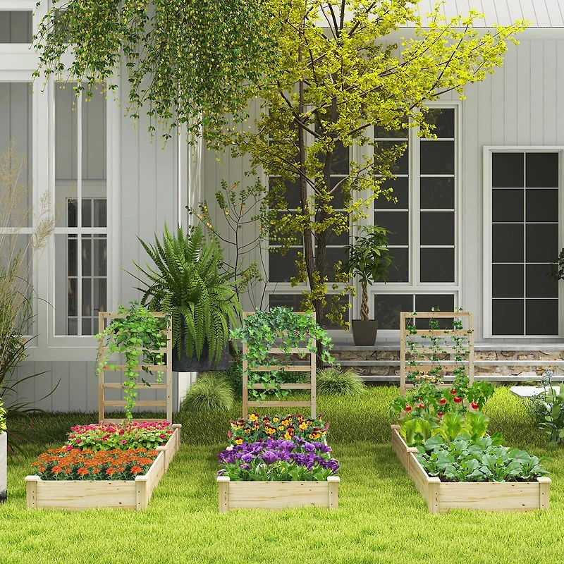 Raised Garden Bed, Planter Box and Trellis - Natural