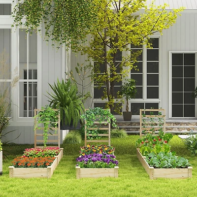 Raised Garden Bed, Planter Box and Trellis - Natural