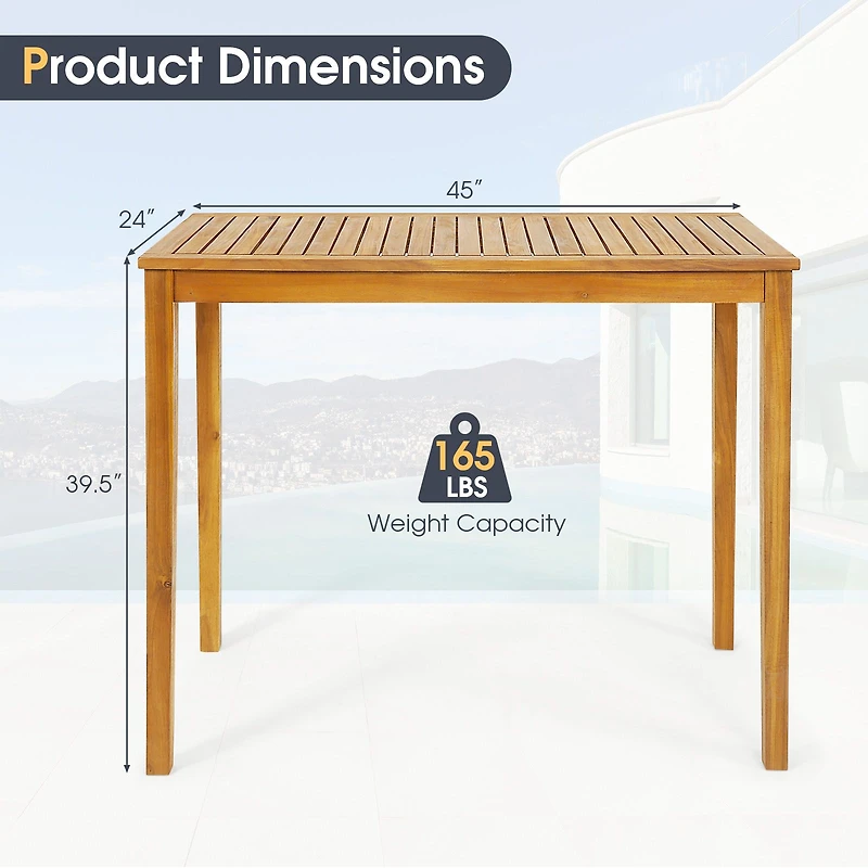 Rectangular Indoor and Outdoor Bar Height Table, For Garden