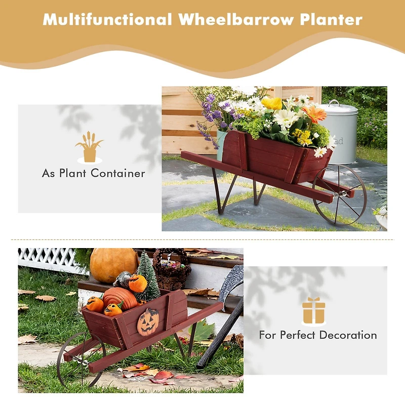 Wooden Wagon Planter, 9 Magnetic Accessories for Garden Yard