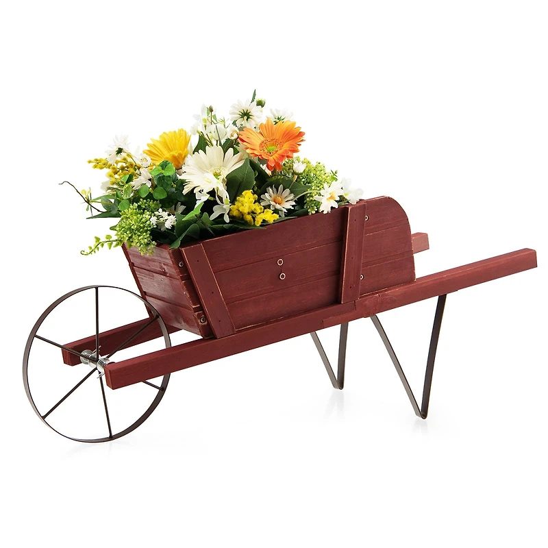 Wooden Wagon Planter, 9 Magnetic Accessories for Garden Yard