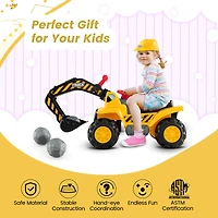 Ride on Push Car Bulldozer Digger Toy, Safety Helmet and Working Shovel