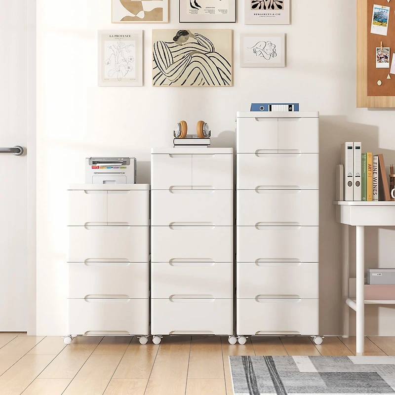 Rolling Storage Cabinet, Universal Wheels and Drawers - 7-Drawer