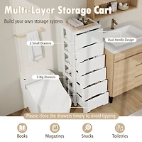 Rolling Storage Cabinet, Universal Wheels and Drawers - 7-Drawer