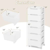 Rolling Storage Cabinet, Universal Wheels and Drawers - 7-Drawer