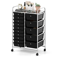 Rolling Storage Cart 15-Drawer Trolley, Chrome Plated Metal Frame