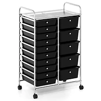 Rolling Storage Cart 15-Drawer Trolley, Chrome Plated Metal Frame