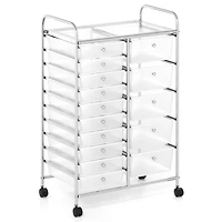 Rolling Storage Cart 15-Drawer Trolley, Chrome Plated Metal Frame