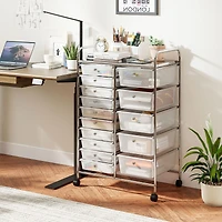 Rolling Storage Cart 15-Drawer Trolley, Chrome Plated Metal Frame