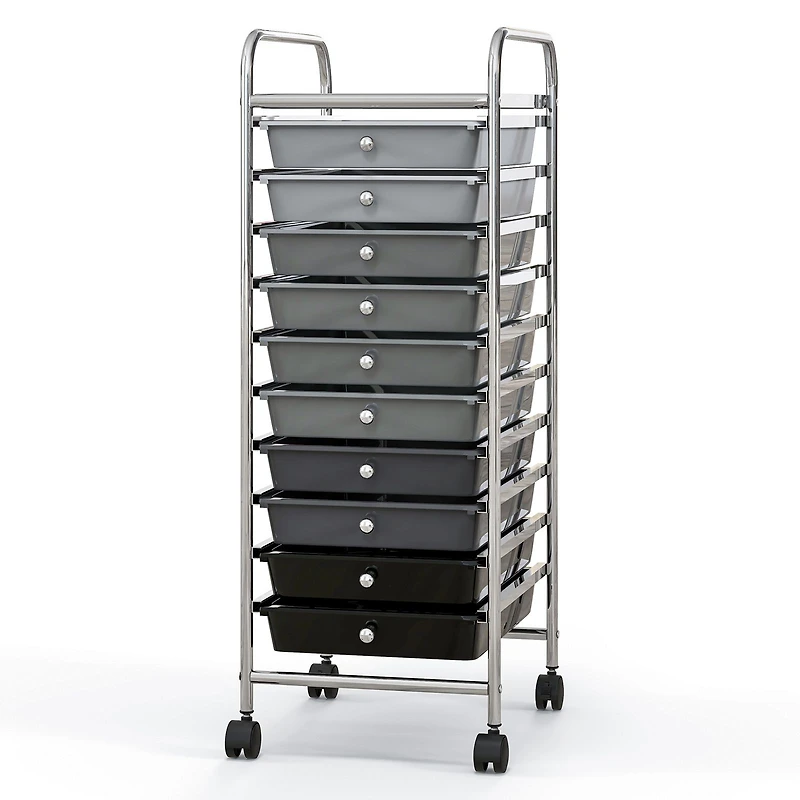 10 Drawer Rolling Storage Cart Organizer, 4 Universal Casters