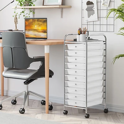 10 Drawer Rolling Storage Cart Organizer, 4 Universal Casters