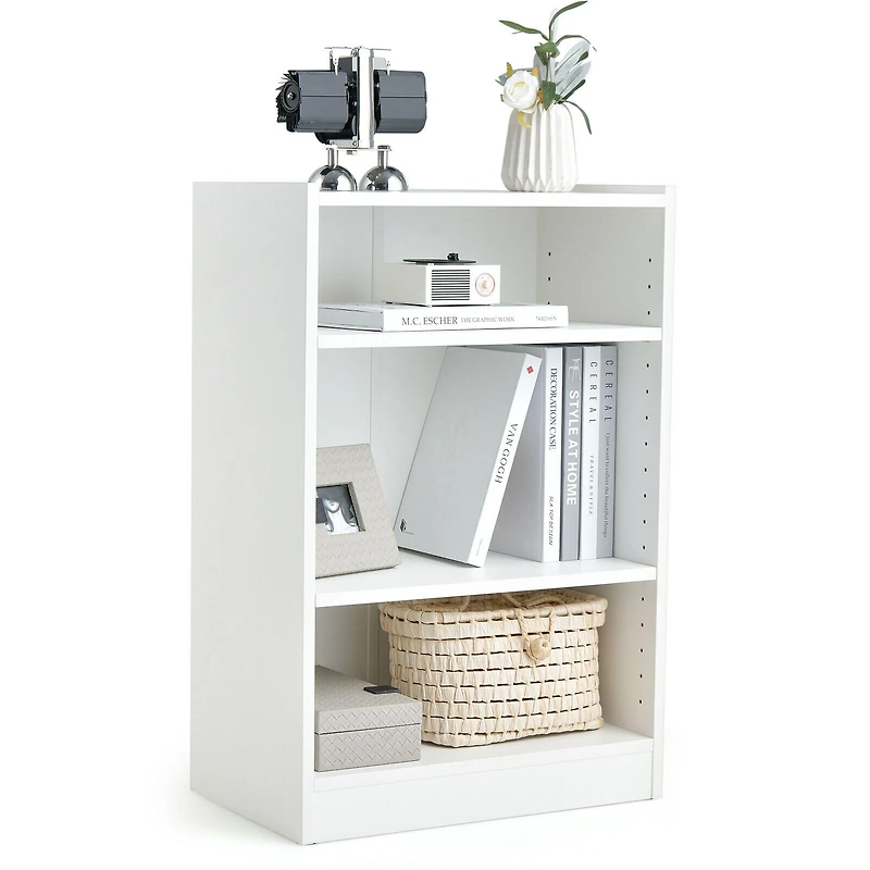 3-Tier Bookcase Display with Adjustable Shelves