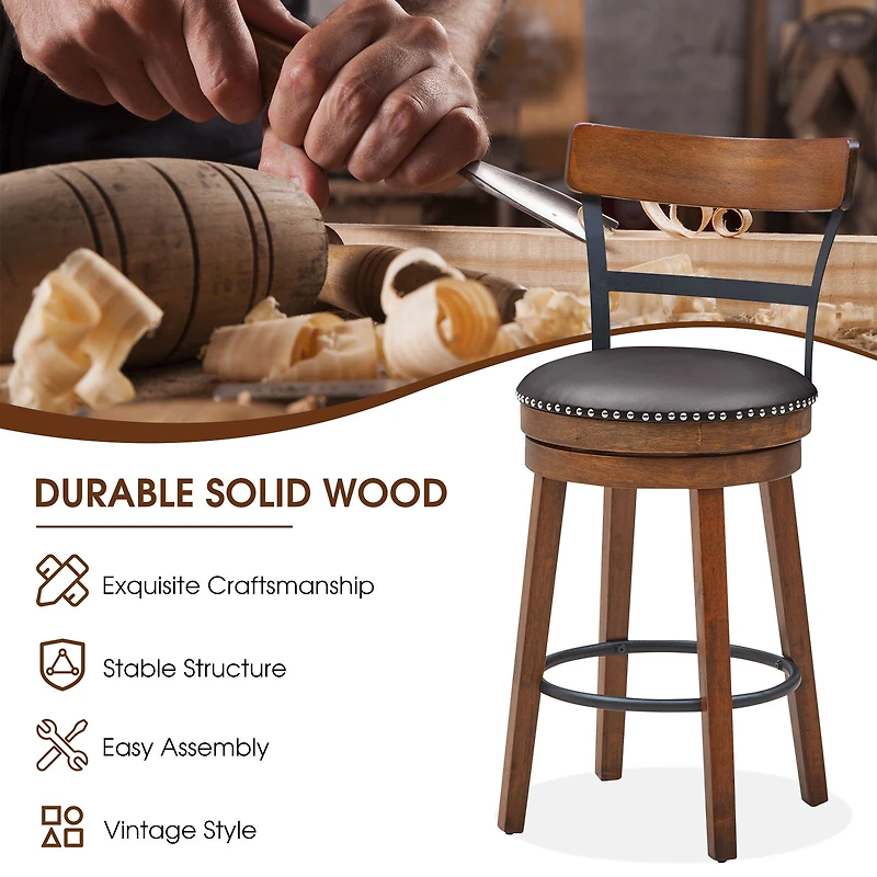 Set of 2 25.5" Swivel Counter Height Bar Stool