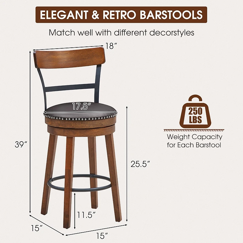 Set of 2 25.5" Swivel Counter Height Bar Stool