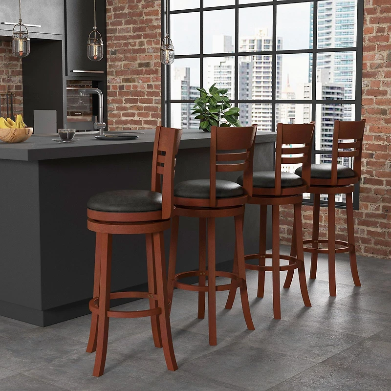 360° Bar Stools with PU Upholstered Seats, Set of 2