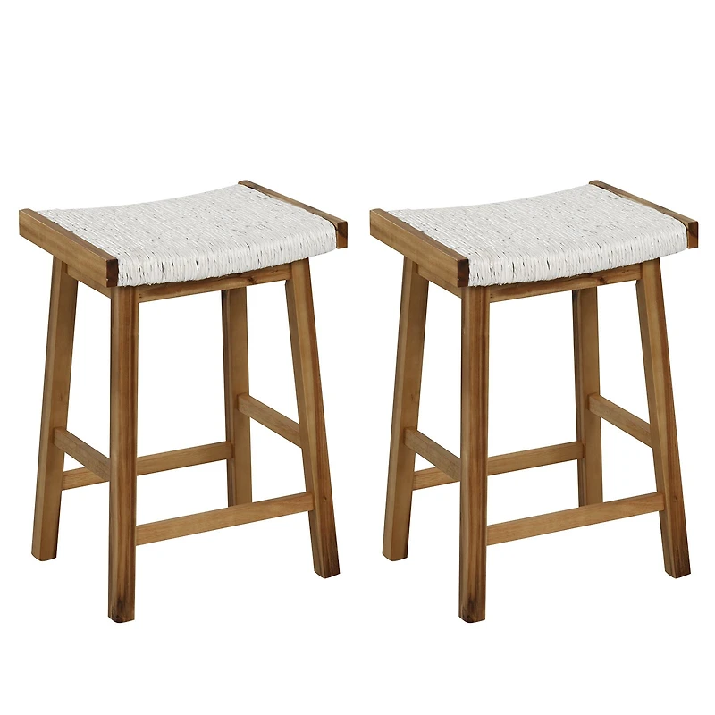 Set of 2 25.5" Dining Bar Stool, Seaweed Woven Seat