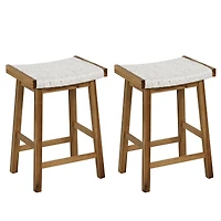 Set of 2 25.5" Dining Bar Stool, Seaweed Woven Seat