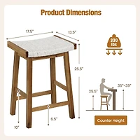Set of 2 25.5" Dining Bar Stool, Seaweed Woven Seat
