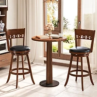 Set of 2 Swivel Bar Stools, Rubber Wood Frame - 30.5"