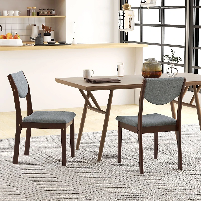 Chaises de cuisine en bois avec siège en similicuir rembourré – Ensemble de 2