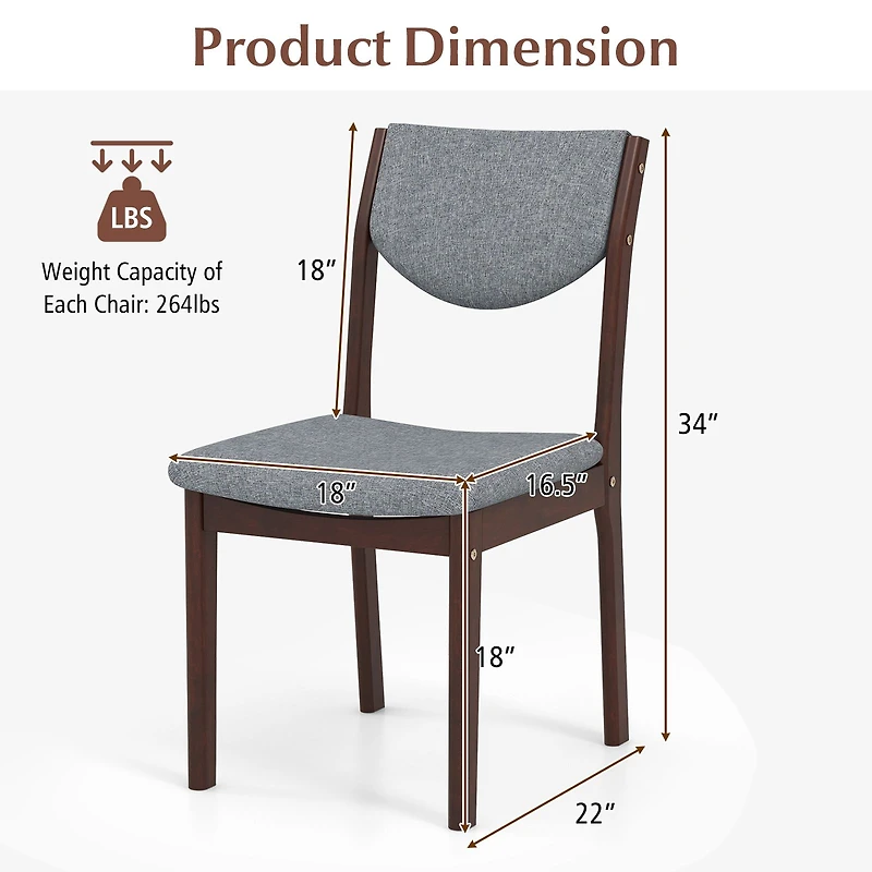 Set of 2 Wood Kitchen Chairs with Faux Leather Upholstered Seat