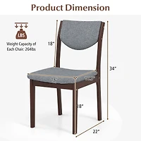 Set of 2 Wood Kitchen Chairs with Faux Leather Upholstered Seat