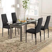 Set of 4 Fabric Dining Chairs Set with Upholstered Cushion and High Back
