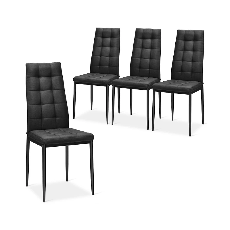 Chaises de salle à manger rembourrées avec coussin et haut dossier – Ensemble de 4