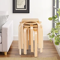 Set of 4 Colorful Square Stools, Anti-slip Felt Mats