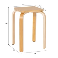 Set of 4 Colorful Square Stools, Anti-slip Felt Mats