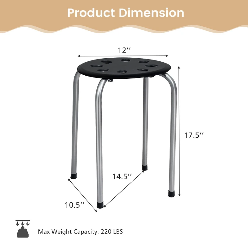 Set of 6 Portable Plastic Stack Stools