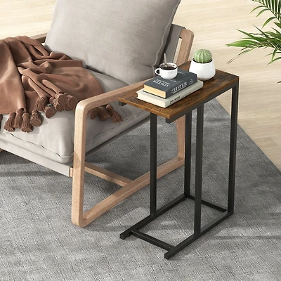 C-shaped Side Table, Heavy-duty Metal Frame