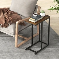 C-shaped Side Table, Heavy-duty Metal Frame