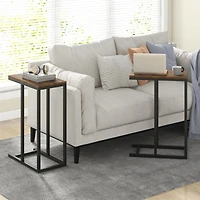 C-shaped Side Table, Heavy-duty Metal Frame