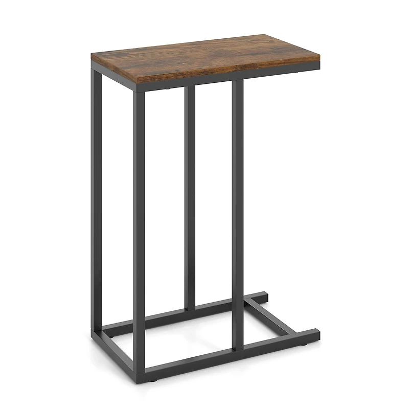 C-shaped Side Table, Heavy-duty Metal Frame