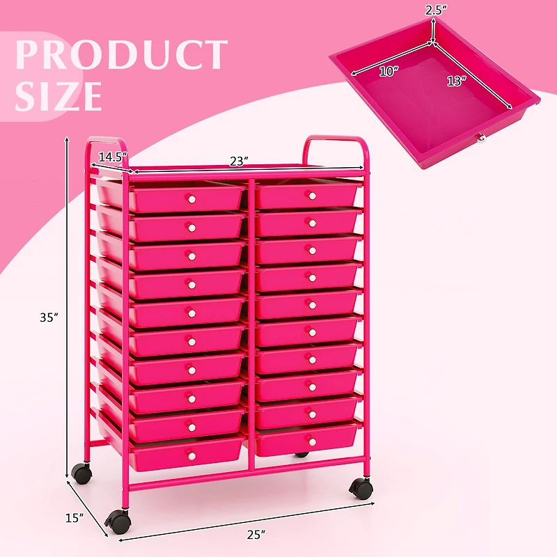 20 Drawers Rolling Storage Cart Studio Organizer