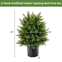 Artificial Cedar Topiary Ball Tree with Cement Pot, Set of 2