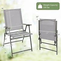 Set of 4 Patio Folding Chair Set, Rustproof Metal Frame - Gray